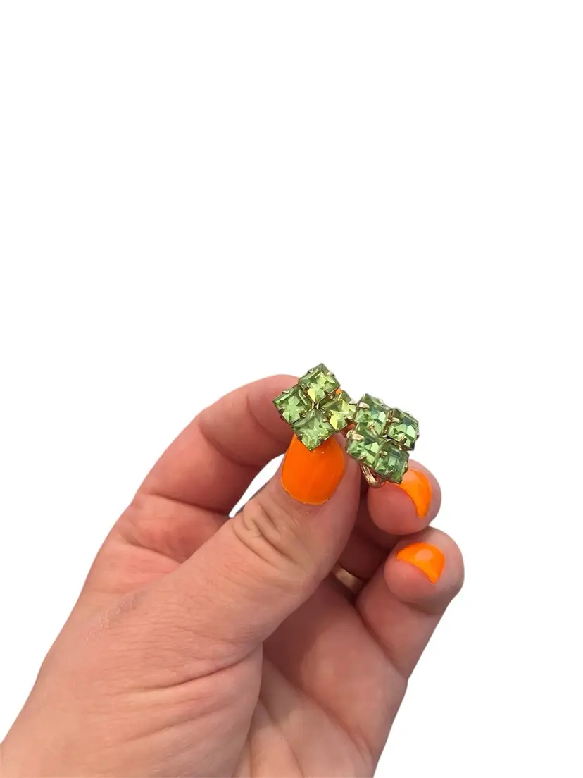 Vintage Green Glowy Screwback Earrings