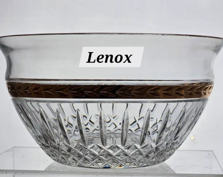 Signed Lenox crystal Majestic laurel gold bowl