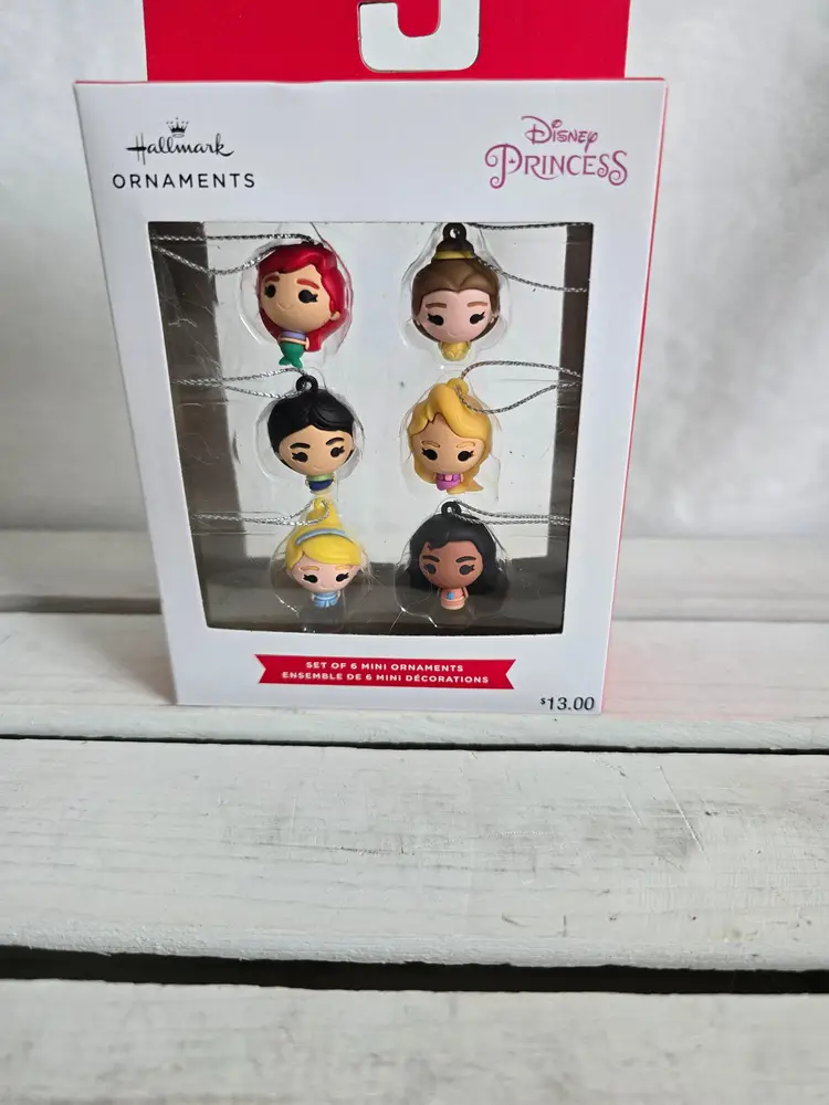 Hallmark Disney Princess 6 Mini Ornaments / Ariel Mulan Cinderella Moana NEW