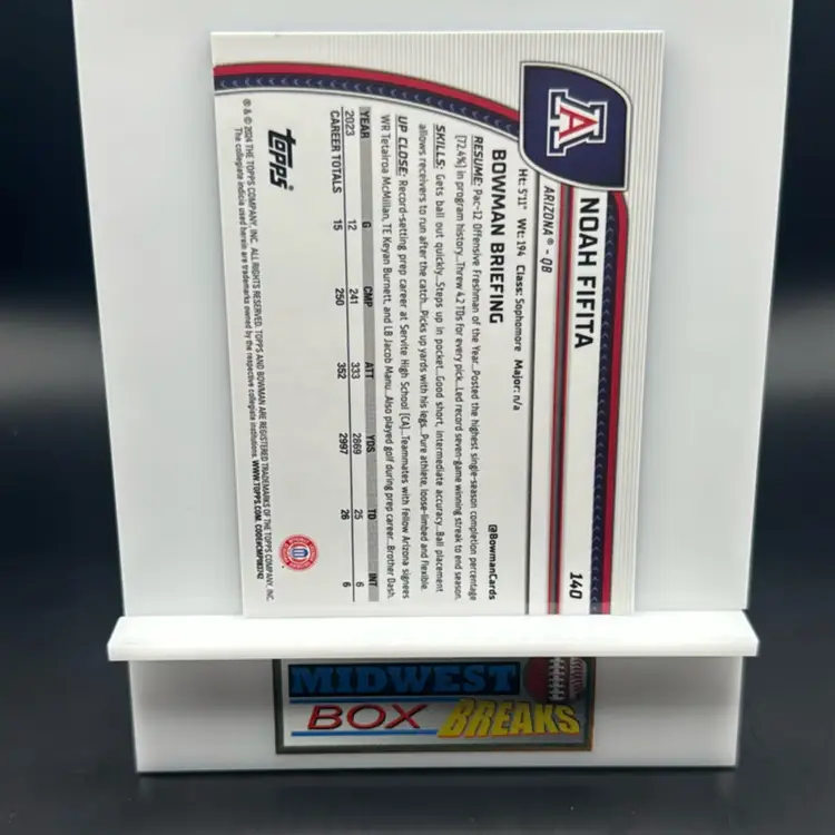 Noah Fifita 1st 2024 Bowman University Chrome Sapphire Arizona Wildcats MBBCRD