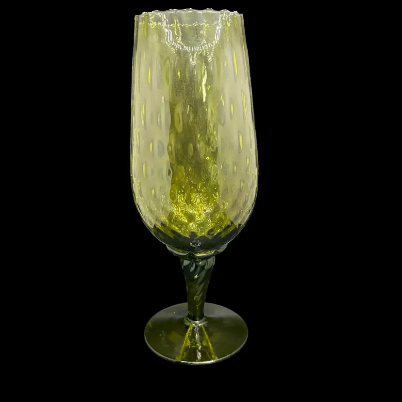 Vintage Empoli Style Green Optic Footed Brandy Snifter 10.5”