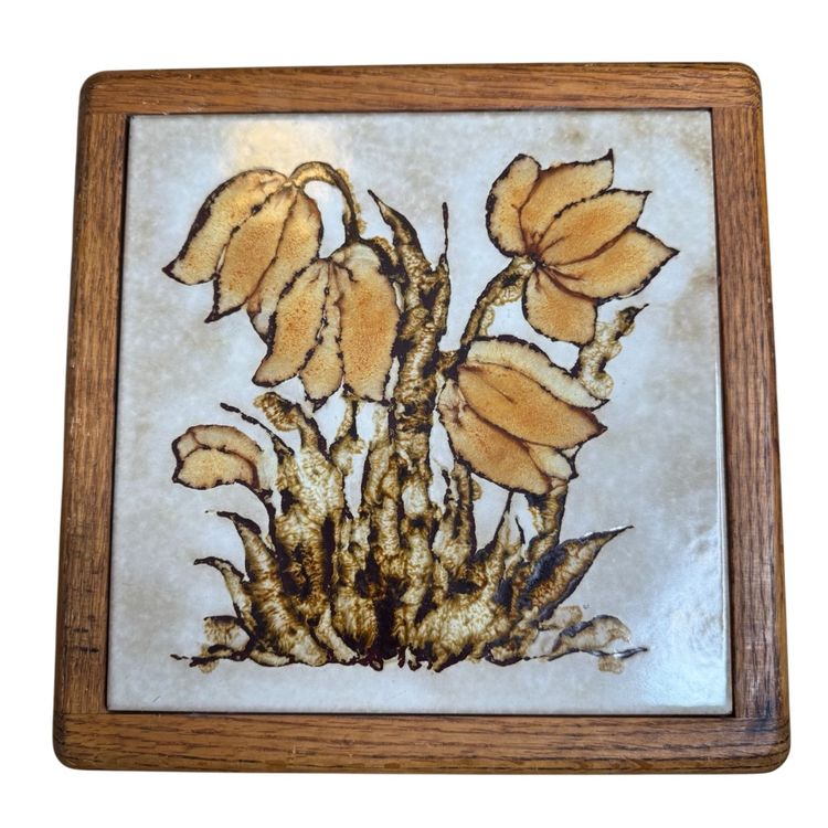 70s Boho Neutral Framed Trivet