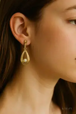 Vintage Teardrop Screw-Back Earrings Faux Pearl Drop 50s Mid Century Gold Tone