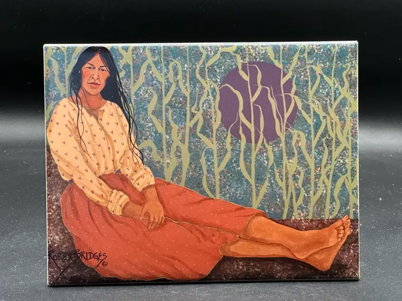 VTG “Evening Fields” Signed Rolex Bridges Art Tile