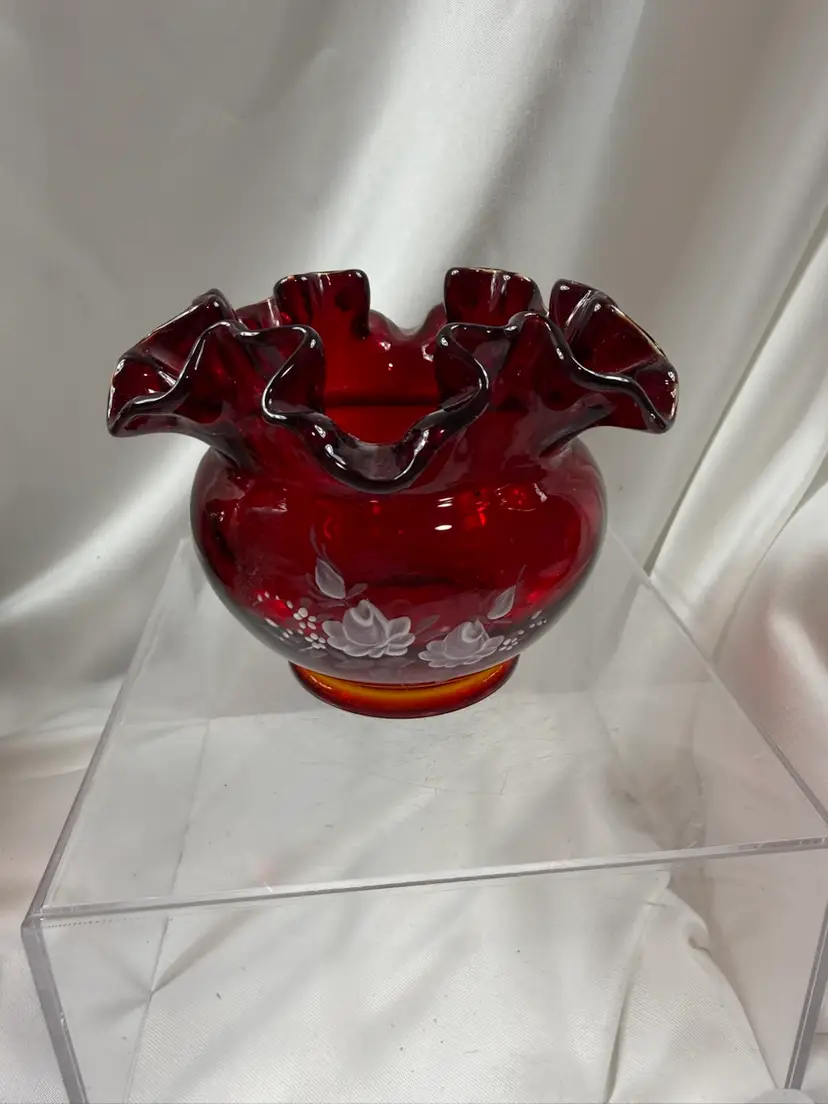 Fenton Ruby Red Rose Bowl