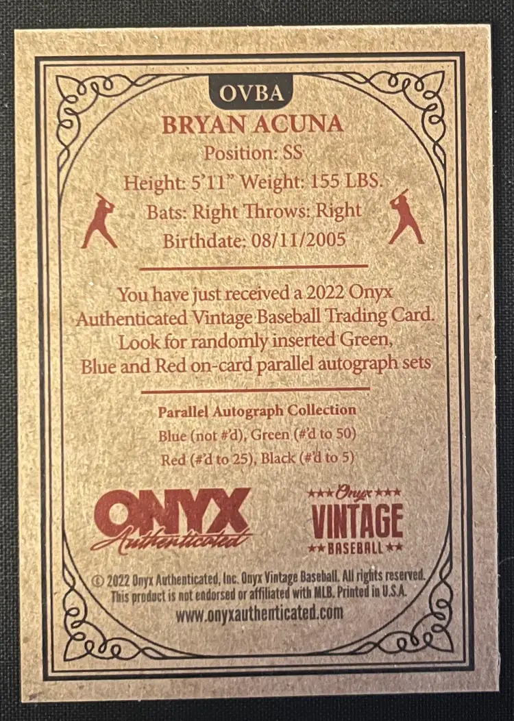2022 Onyx Authentic Bryan Acuna