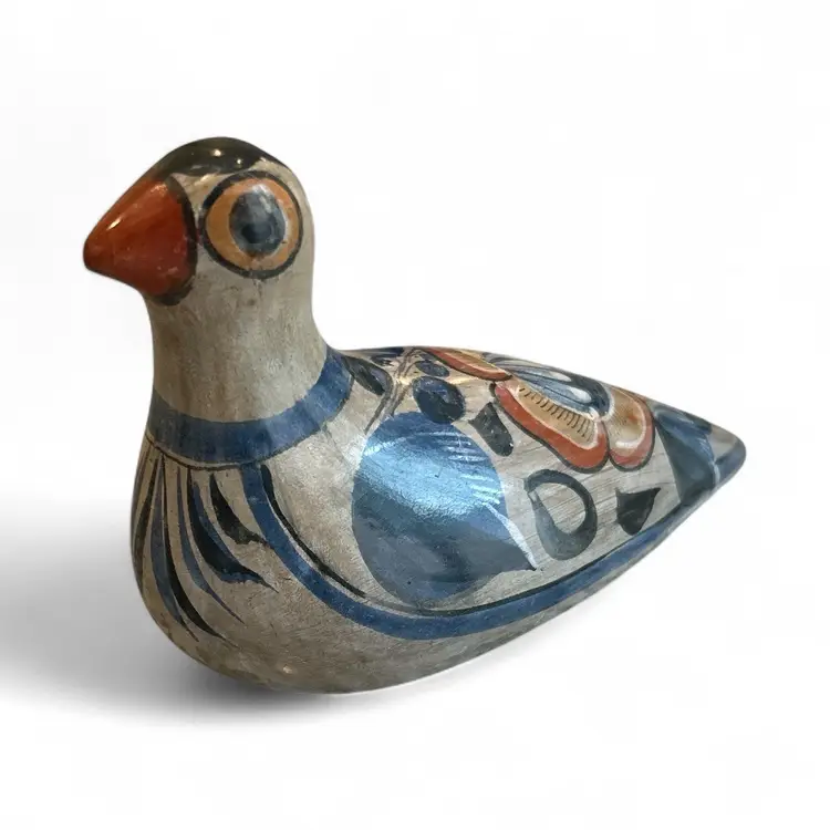 Vintage Tonala Pottery Dove Bird Figurine Mexican Folk Art Hand Painted