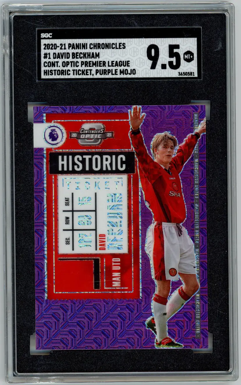 2020-21 Panini Chronicles DAVID BECKHAM Historic Ticket Purple Mojo #1 MANCHESTER UNITED SGC 9.5 MT+