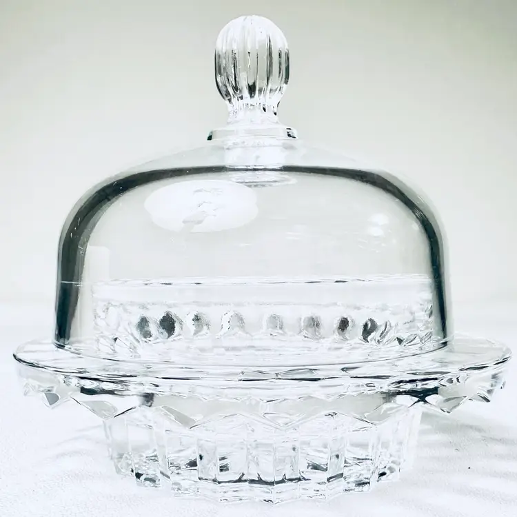 Mikasa Salina Crystal Cloche Dome Covered Individual Butter Dish relish bowl With Lid Vintage