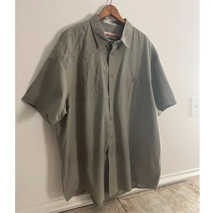 Orvis Shooting Shirt Short Sleeve Khaki Green XXL Padded Shoulder Cotton FLAW