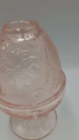 Tiara Exclusive Sandwich Glass Peach Pink Floral Fairy Lamp By Indiana Glass