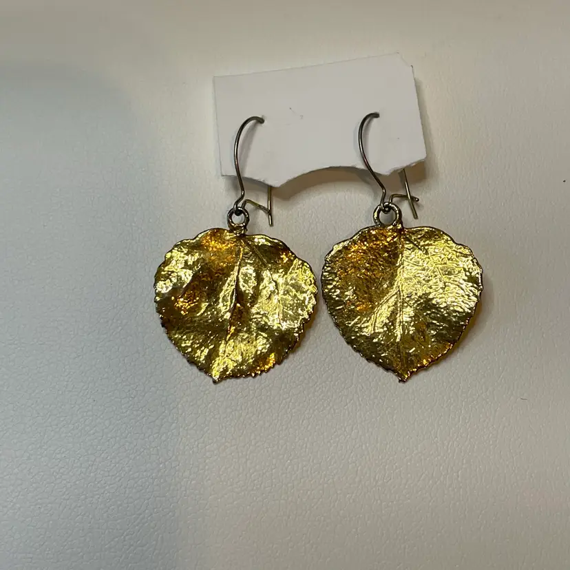 Gold Dipped Leaf Earrings (untested)