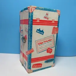 vintage cardboard doll travel case trunk Little Traveler Steamer Trunk has some damage
