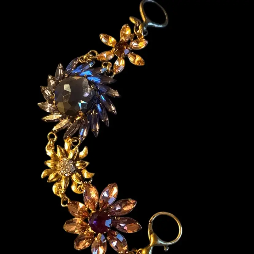 4. Fossil Gold Tone Color Tone Rhinestone Chunky Bracelet.