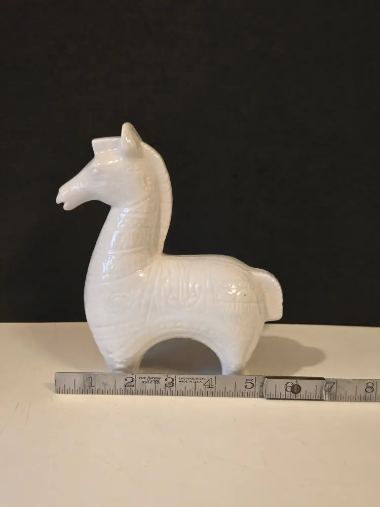 MCM Bitossi Style White Ceramic Horse Figure Signed