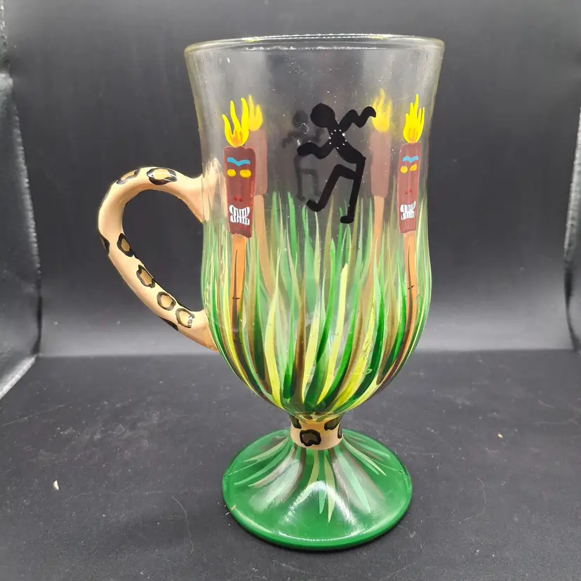 Lolita Tiki Torch Recipe Hand Painted Glass Mug