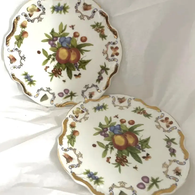 I. Godinger Co.  Yorkshire. 2 Fruit Plates With Butterflies. Dessert Dishes