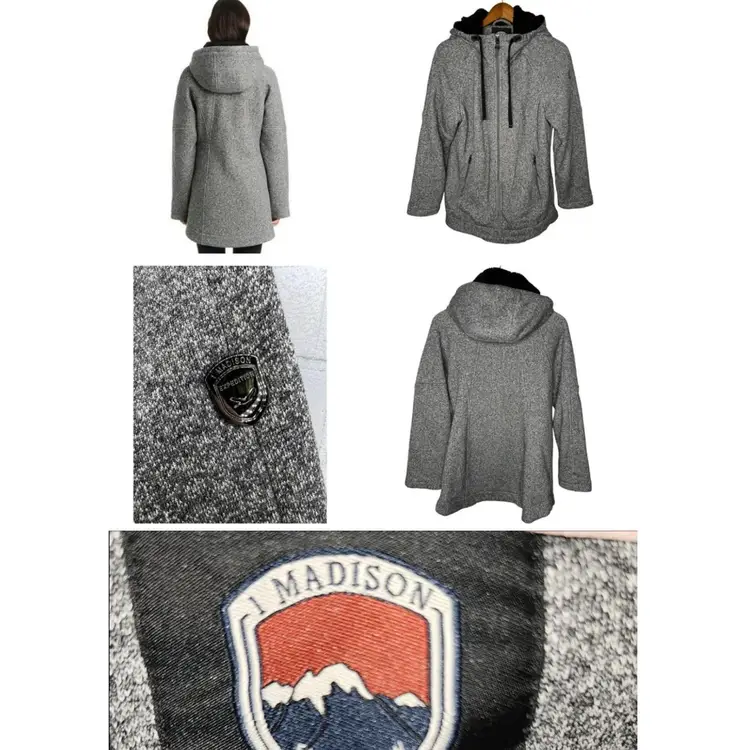 MADISON EXPEDITION Cotton Blend Gray Hooded Jacket Size Small