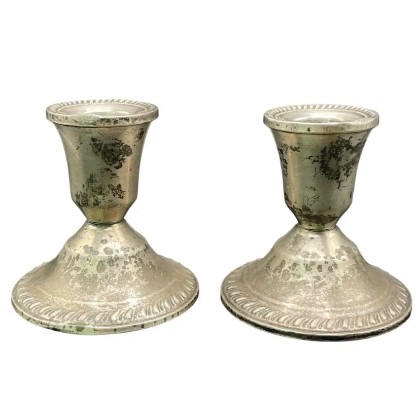 Duchin Creations Sterling Silver Weighted Candle Holders VTG Set of 2