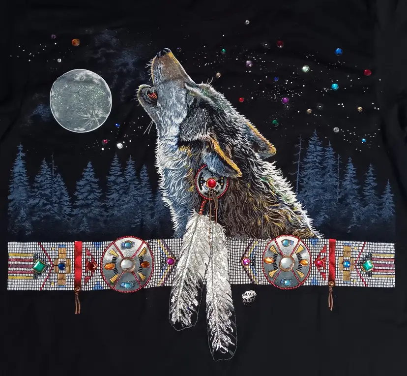 vintage single stitch Timberwolf Wolf Jewel t shirt native american indian