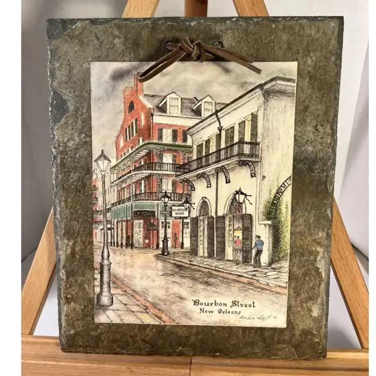 Archie Boyd New Orleans Bourbon Street Slate From Building Vieux Carre 1700-1800