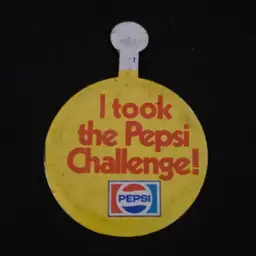 Pepsi Cola Folding Button Pin - I took the Pepsi Challenge! - 1970s Diameter 1½" Vintage