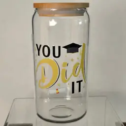 GRAD TUMBLER: "You Did It" Bamboo Glass or Acrylic Tumbler