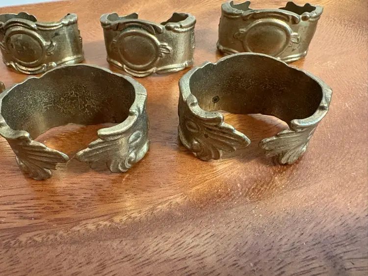 Set Of 6 Antique Brass Napkin Rings