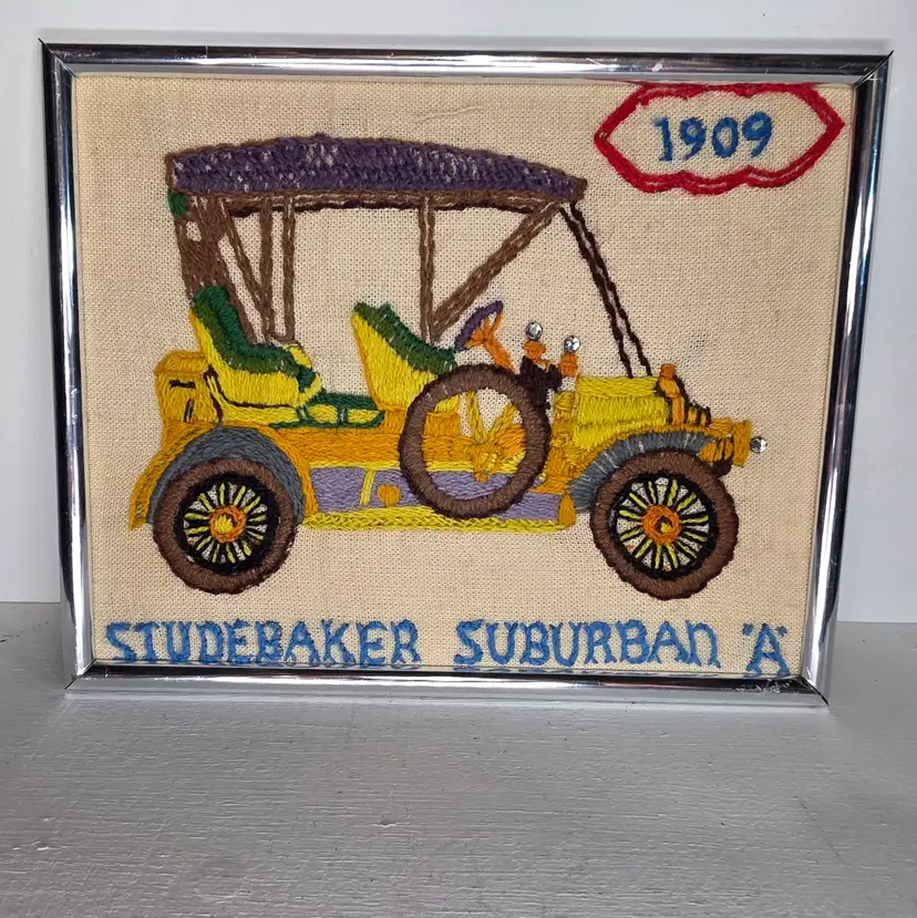 Needlepoint Crewel Embroidery Studebaker Suburban "A"