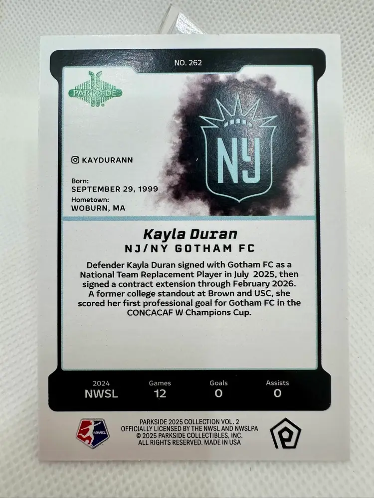 Kayla Duran /10 Rainbow Foil SP 2025 Parkside Vol 2 Gotham FC