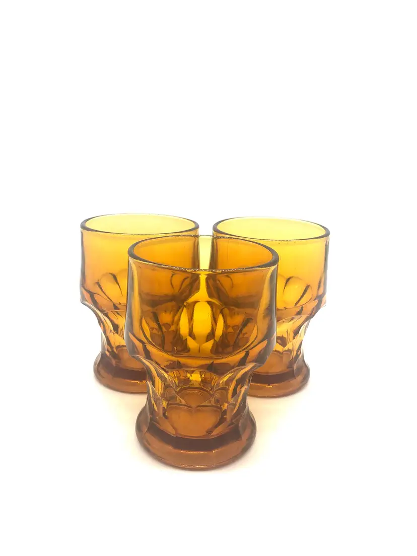 Three Beautiful Vintage Anchor Hocking Georgian Honeycomb Tumblers Glasses