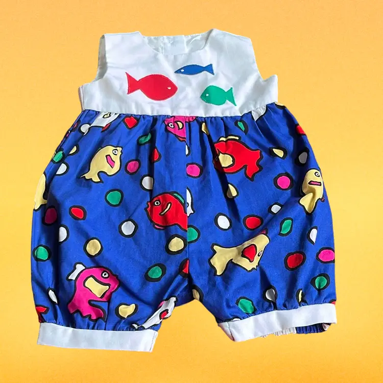 Fish And Polka Dot Bubble Romper