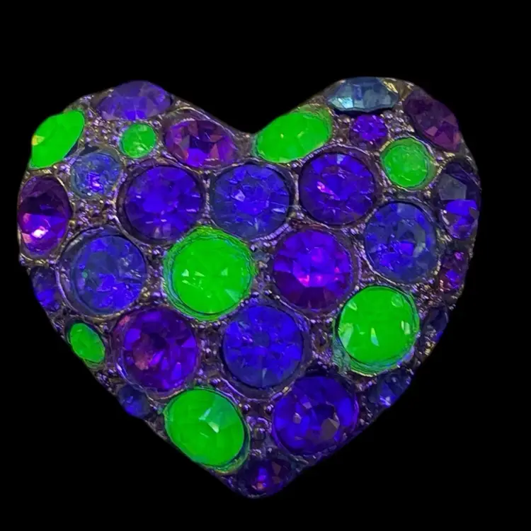 23. Uranium Glass Heart Brooch