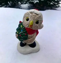 Vintage Pepiware Santa Owl Christmas Noel Hand Painted 4” Stoneware England 1975