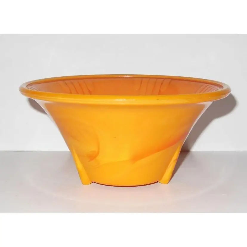 Vintage 6" Akro Agate # 340 Dart Bowl Type III ORANGE Art Deco Style, RARE