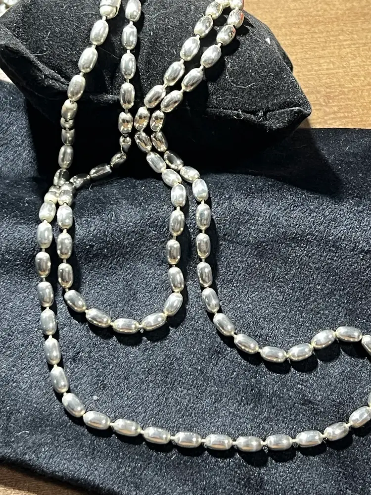 28” Beaded Sterling Silver Necklace