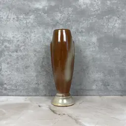 Satin Brown Frankoma #43 Vase: Mid-Century Art Deco 8.25" Oklahoma Red Ada Clay (0102-25)
