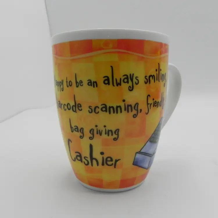 H&H It's just a Job Coffee Mug Tea Cup Top Cashier  Porcelain