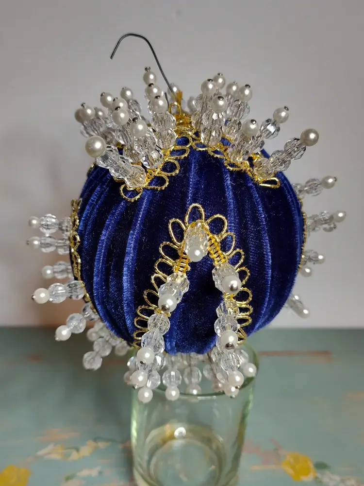 Vintage Velvet & Beaded Ornament