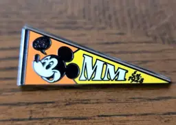 Disney Pin Mickey Mouse Pennant Flag MM Orange Yellow Oh Boy 1.5 inches Est 1928