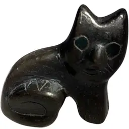 Hand Made Pottery Folk Art Black Cat