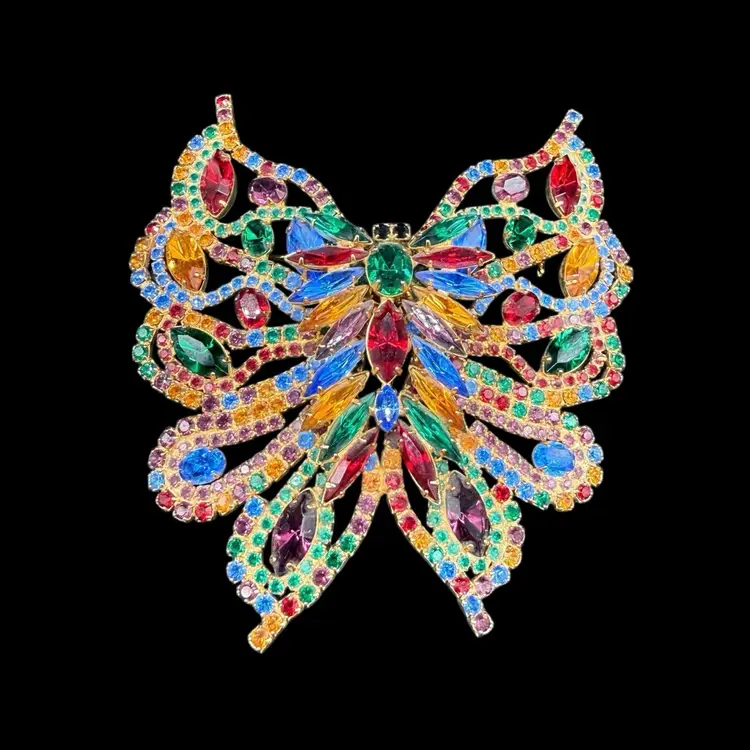 Massive Vintage Dominique Butterfly Brooch Pin Fruit Salad Unsigned Statement
