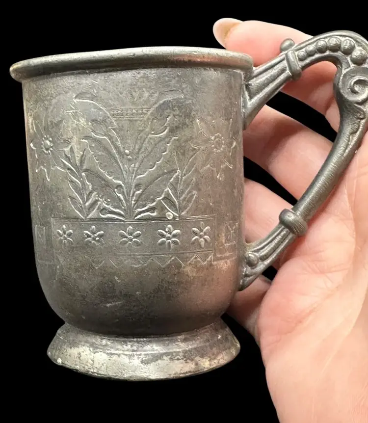 Antique Silverplated Baby Baptismal Cup Rogers Smith & Co New Haven 1862-1877 Engraved “Raymond”