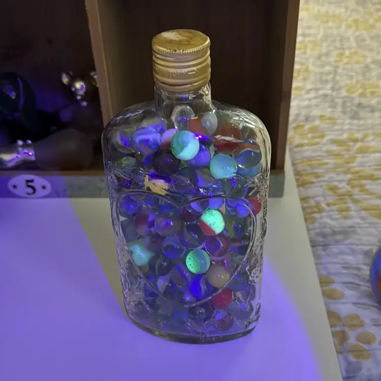 Bourbon Bottle Of Marbles, Few Glowers!