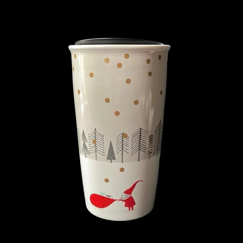 Starbucks 2018 Double Wall Ceramic Holiday Christmas Travel Tumbler w/Lid