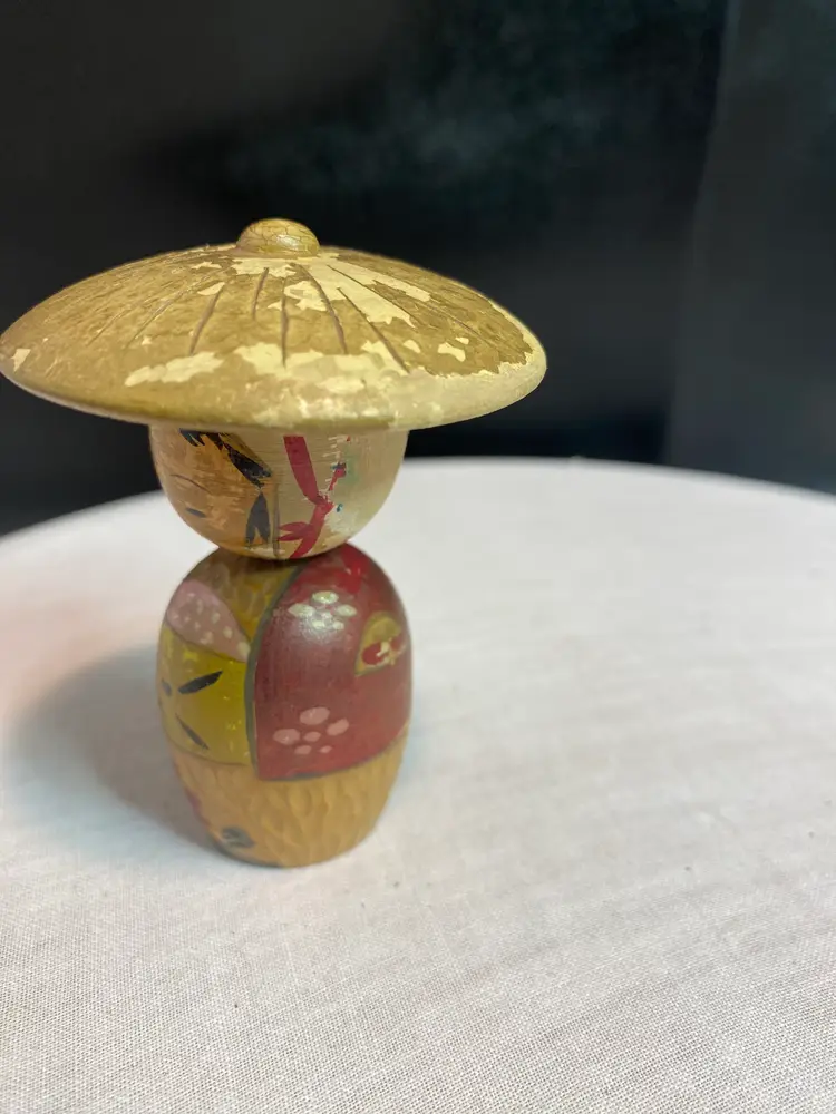 Vintage Miniature Japanese Kokeshi Farmer Doll