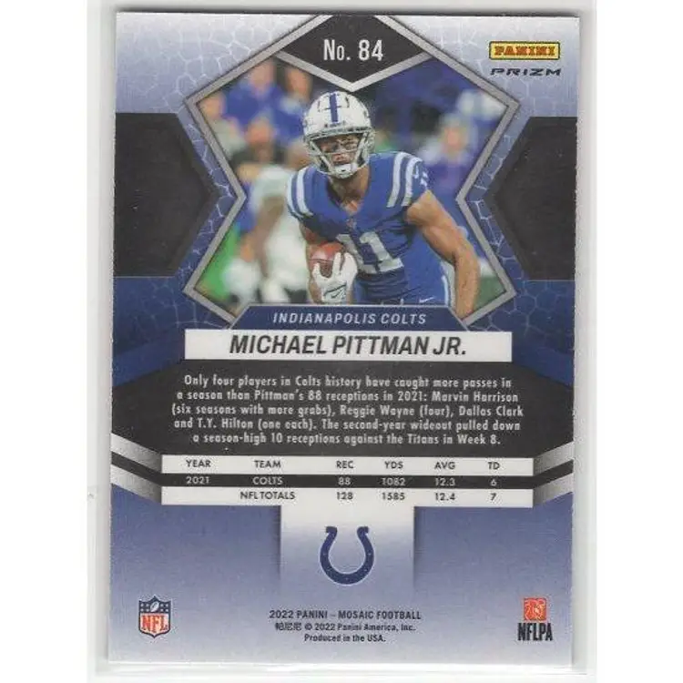 2022 Panini Mosaic Michael Pittman Jr. Orange Reactive #84 Colts