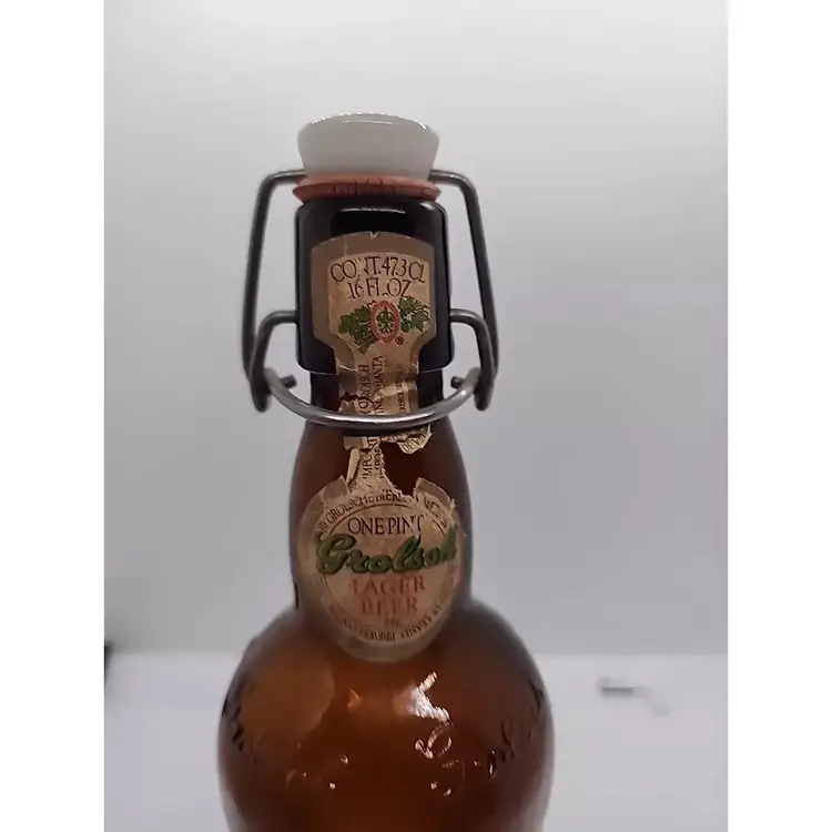 Old Vintage Grolsch Amber Swing Top Lid Beer Bottle Brown Porcelain Bar ware
(106)