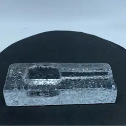 #0129 Scandinavian "ice block" style glass ashtray Or Pipe Holder with textured surface.