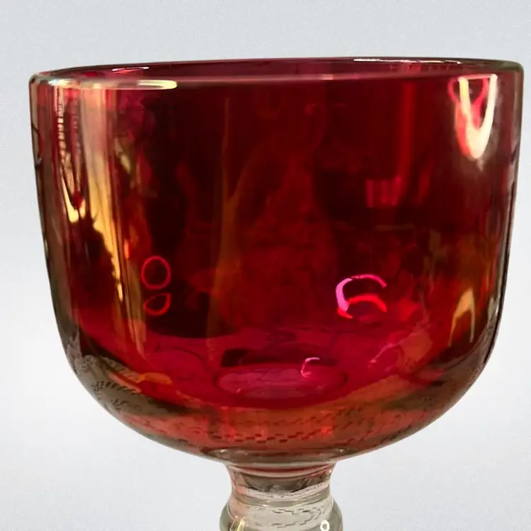 050 Vintage Red Flash, Large Goblet Vase